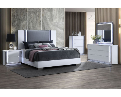 GF Ylime Smooth White King Bed With Led