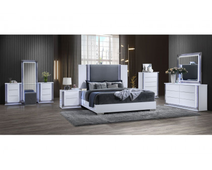 GF Ylime Smooth White King Bed With Led