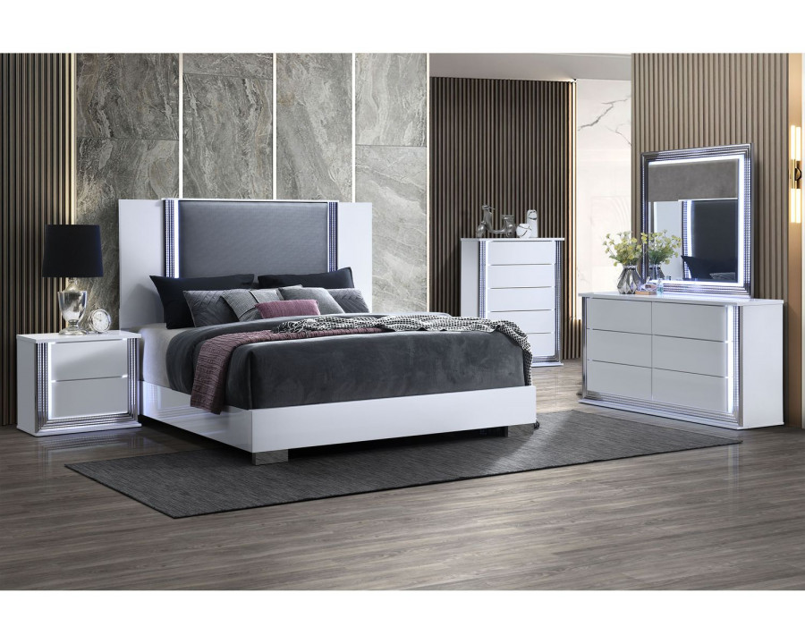 GF Ylime Smooth White King Bed Group With Vanity Set