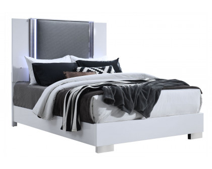 GF Ylime Smooth White Queen Bed With Led