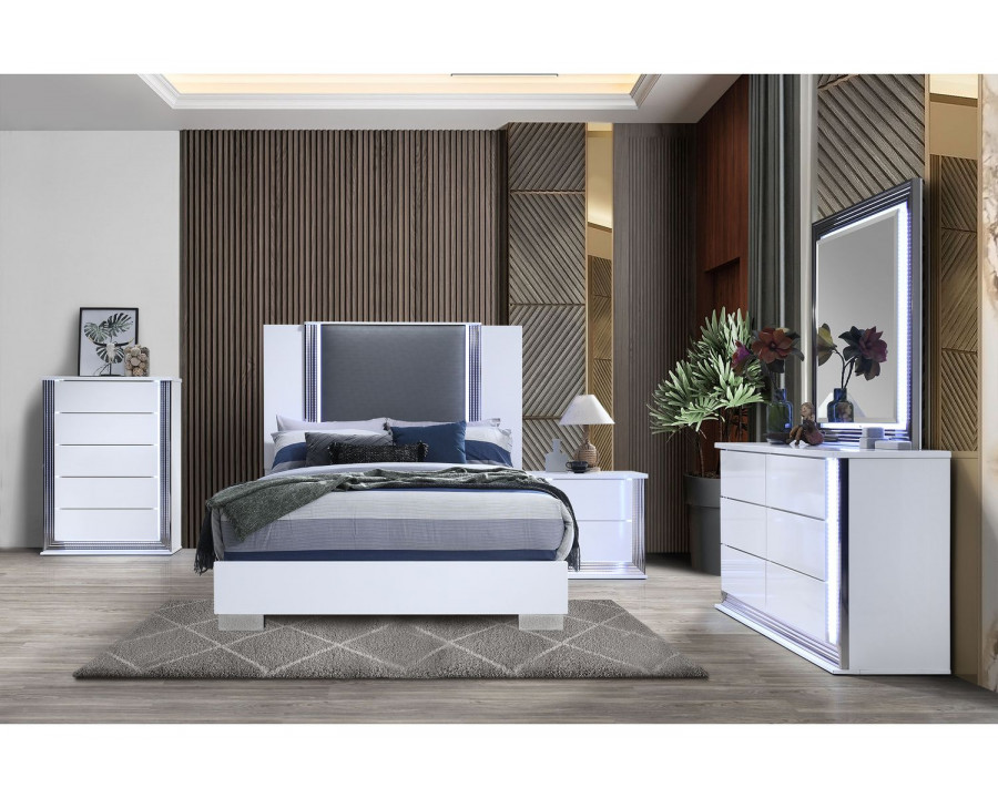 GF Ylime Smooth White Queen Bed Group With Vanity Set