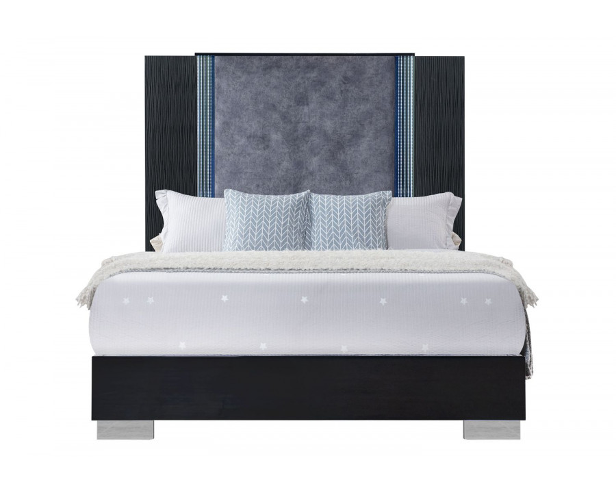 GF Ylime Wavy Black Queen Bed With Led