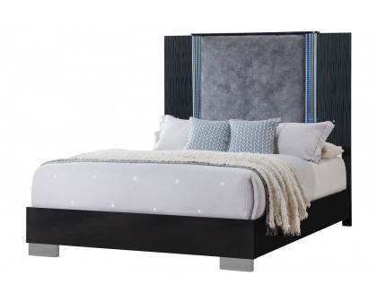 GF Ylime Wavy Black Queen Bed With Led