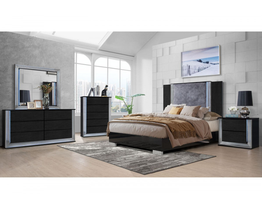 GF Ylime Wavy Black Queen Bed Group