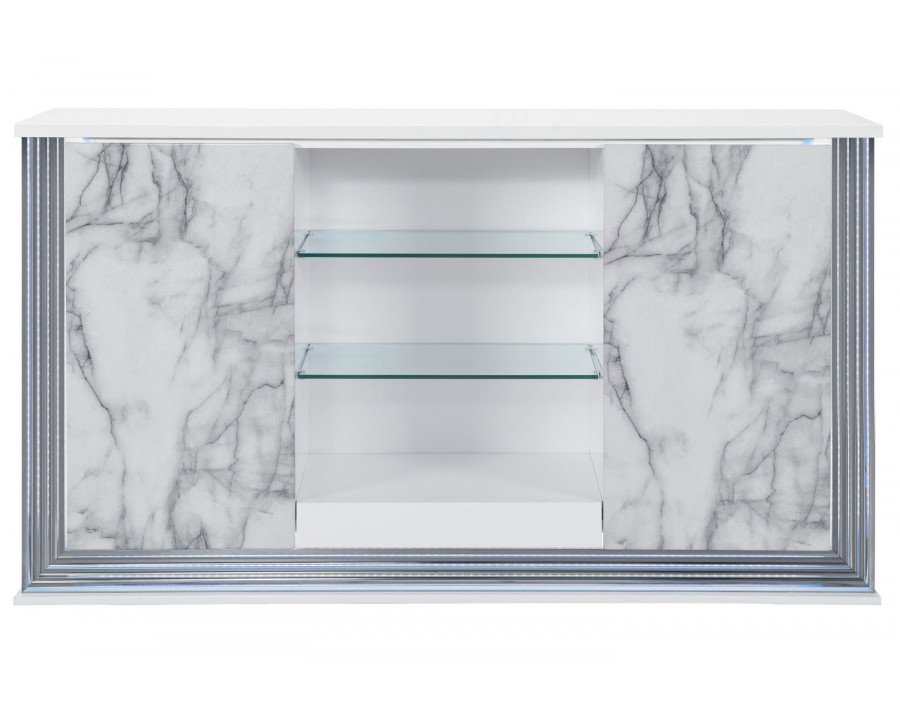 GF - Ylime White Marble Buffet With Led