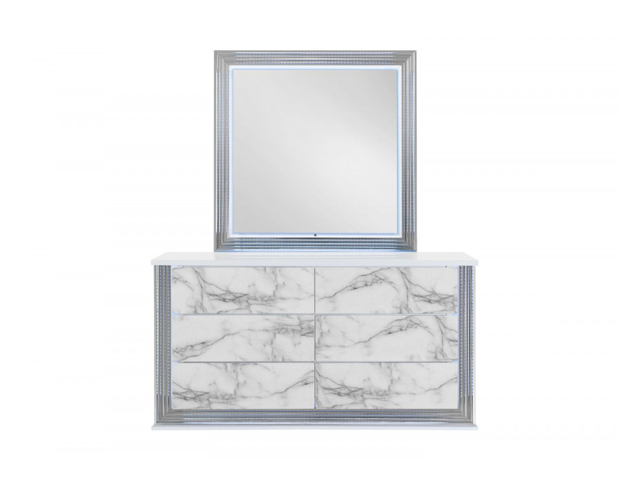 GF - Ylime White Marble Dresser With Led