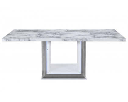 GF - Ylime White Marble Dining Set Dining Table + 4 Dining Chair