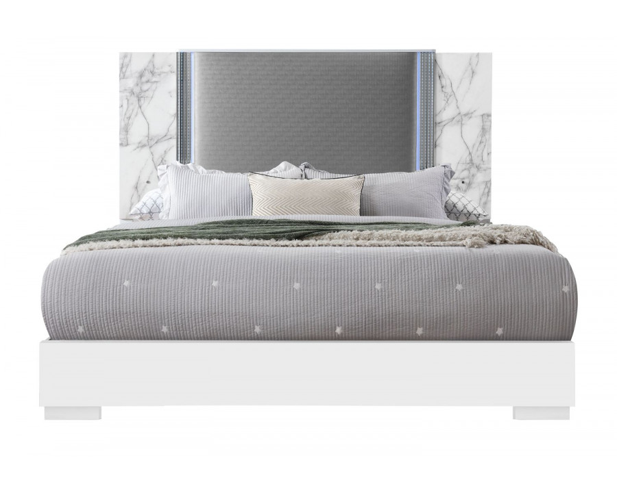 GF Ylime White Marble Bed With Led