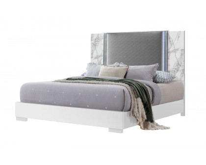 GF Ylime White Marble Bed With Led