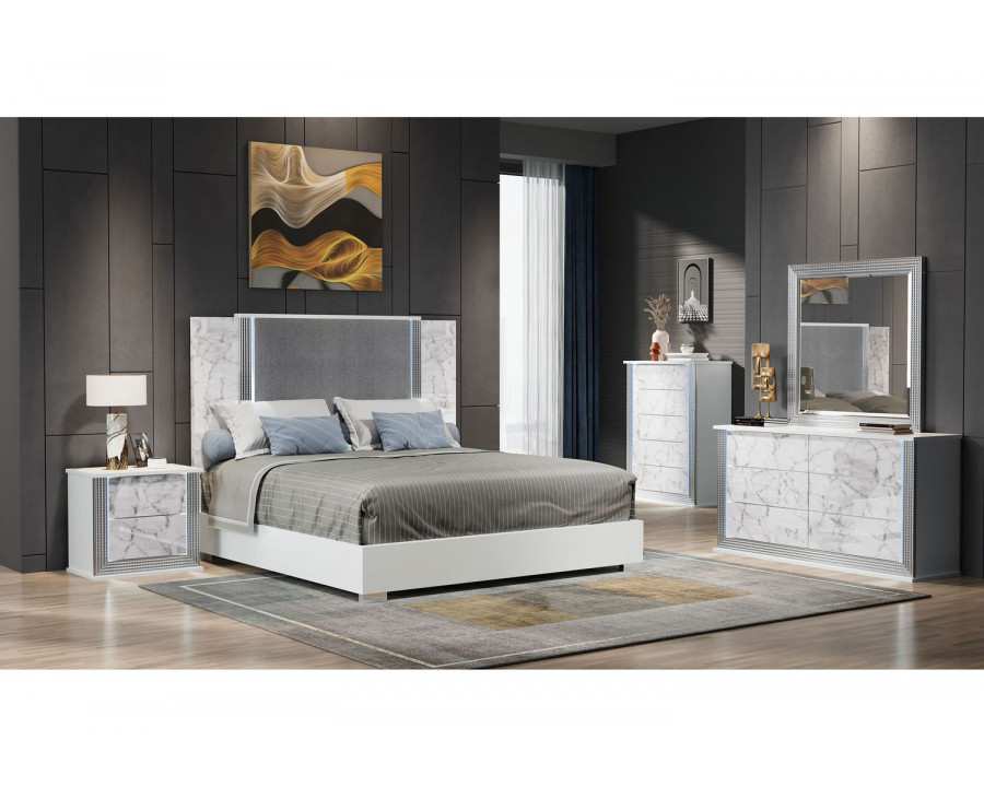 GF Ylime White Marble Bed Group