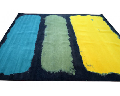 Gordian Rugs™ Expressionist Handwoven Rug 1 - Yellow/Green/Teal/Charcoal, 5" x 8"