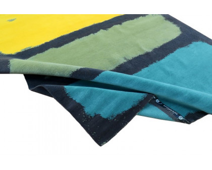 Gordian Rugs™ Expressionist Handwoven Rug 1 - Yellow/Green/Teal/Charcoal, 5" x 8"