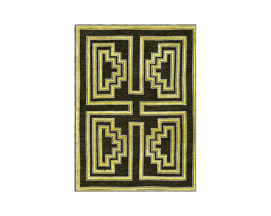 Gordian Rugs Labyrinth Modern Rug Black/Yellow 2 - 4" x 6"