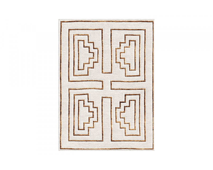 Gordian Rugs Labyrinth Modern Rug Beige - 4" x 6"