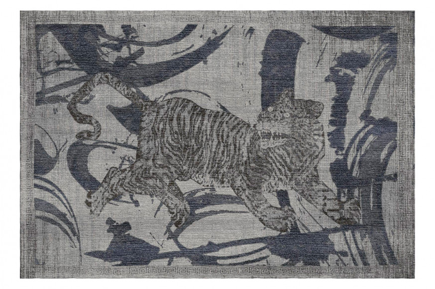 Gordian Rugs™ Contemporary Tiger Rug 3 - Gray, 5" x 8"