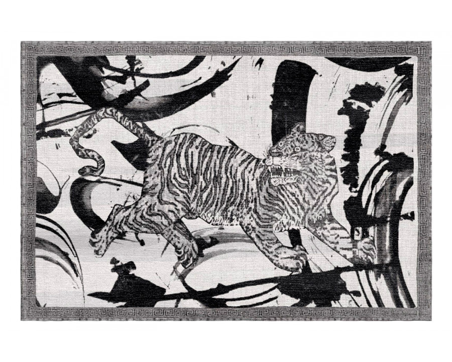 Gordian Rugs Contemporary Tiger Rug 1 - Black/White, 4" x 6"