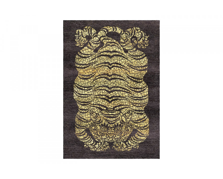 Gordian Rugs Tibetan Tiger Rug 5 - Charcoal Gray/Yellow, 4" x 6"