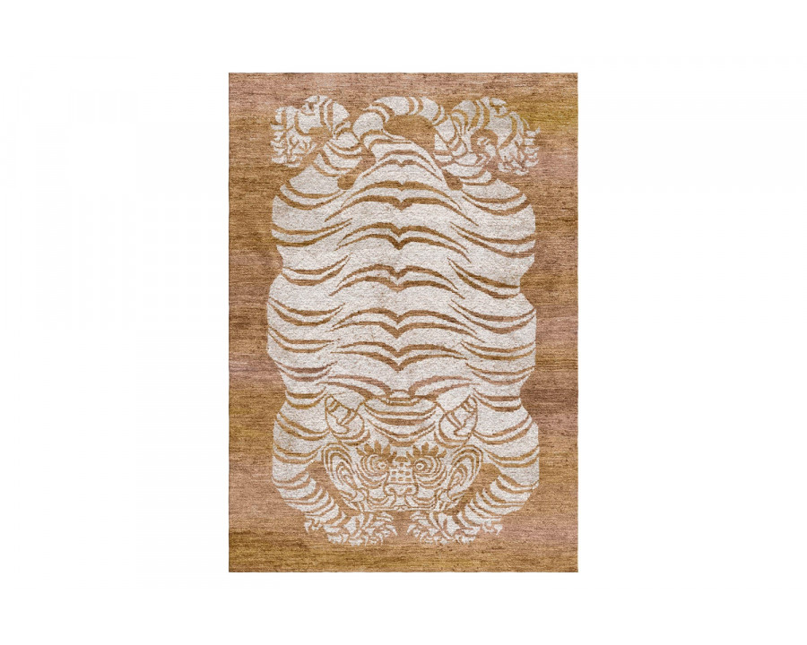 Gordian Rugs Tibetan Tiger Rug 4 - Coffee Brown/Beige, 6" x 9"