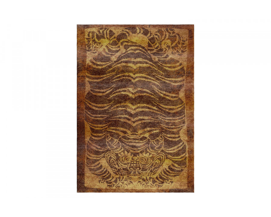 Gordian Rugs Tibetan Tiger Rug 1 - Brown, 4" x 6"