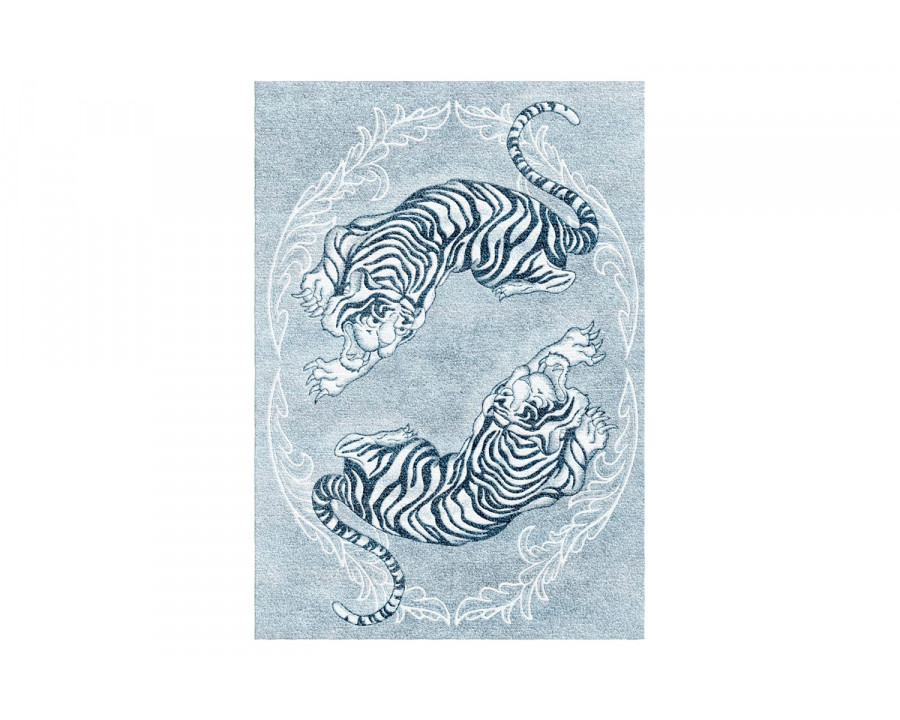 Gordian Rugs Dancing Tigers Rug 2 - Gray, 5" x 8"