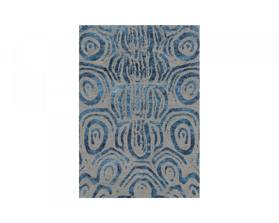 Gordian Rugs Aldabra Blue Silk/Gray Rug - 4" x 6"