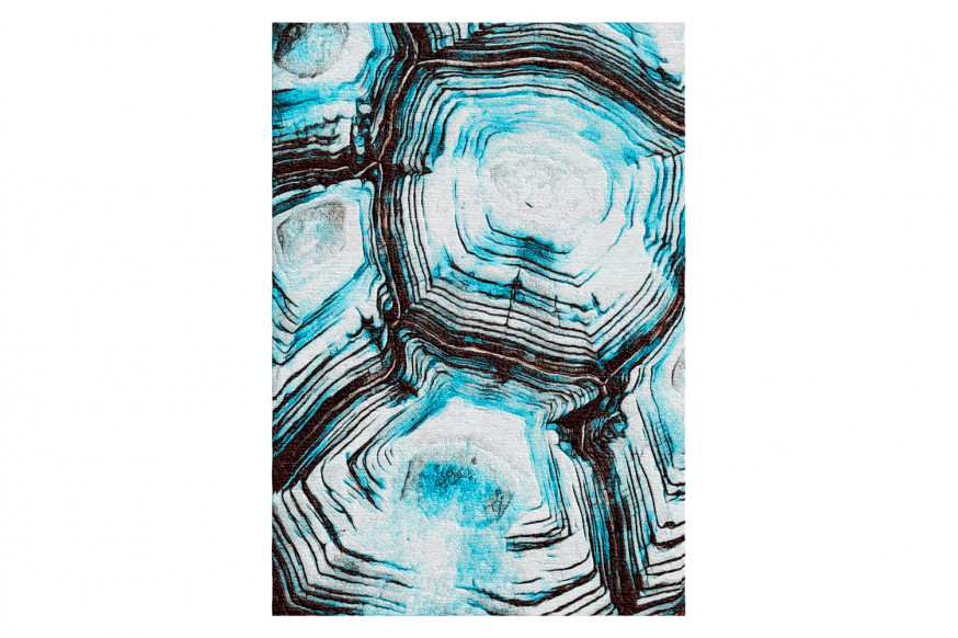 Gordian Rugs™ Aldabra Turquoise Blue/White Rug - 8" x 10"