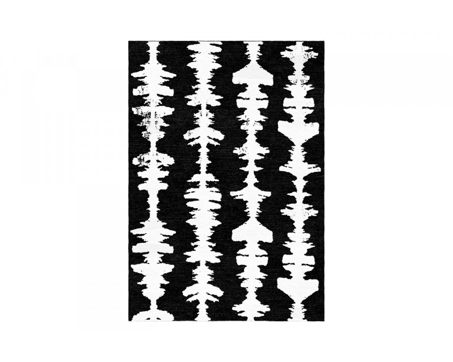 Gordian Rugs Ink Blot Designer Rug 10 - Black/White, 4" x 6"