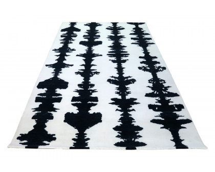 Gordian Rugs Ink Blot Designer Rug 7 - Black/White, 5" x 8"