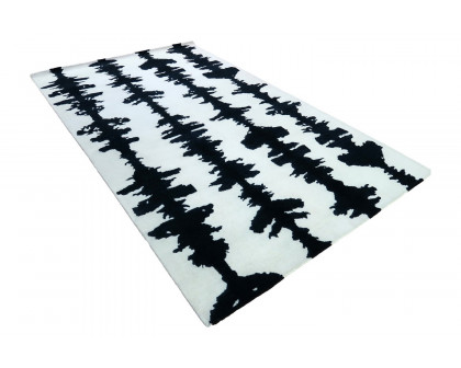 Gordian Rugs Ink Blot Designer Rug 7 - Black/White, 5" x 8"