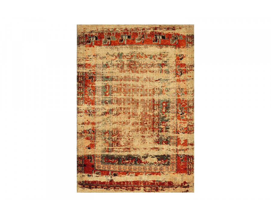 Gordian Rugs Pazyryk Modern Rug 3 - Green/Red/Beige, 4" x 6"