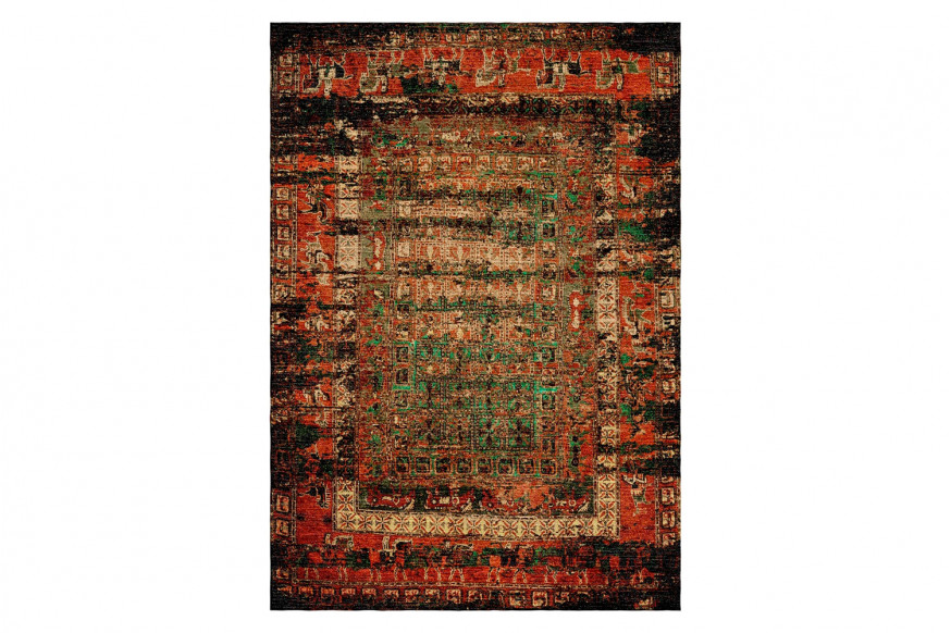 Gordian Rugs™ Pazyryk Modern Rug 1 - Red/Black/Green/Beige, 6" x 9"