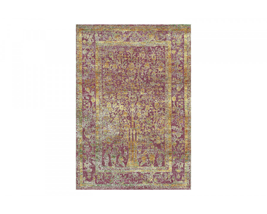 Gordian Rugs Modern Tabriz Silk Rug 2 - Purple/Beige, 4" x 6"