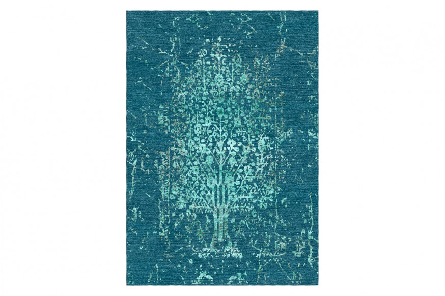 Gordian Rugs™ Modern Tabriz Rug 15 - Navy Blue, 9" x 12"