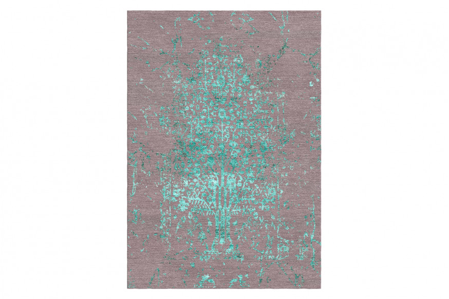 Gordian Rugs™ Modern Tabriz Rug 14 - Gray/Neon Mint, 4" x 6"