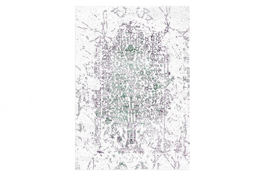 Gordian Rugs™ Modern Tabriz Rug 10 - White/Light Lilac, 6" x 9"