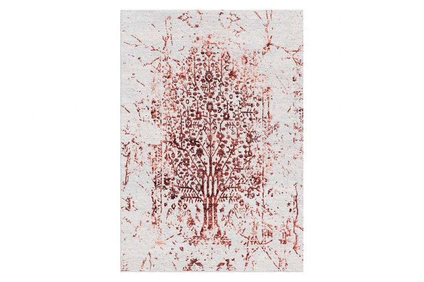 Gordian Rugs™ Modern Tabriz Rug 8 - White/Red Wine, 9" x 12"