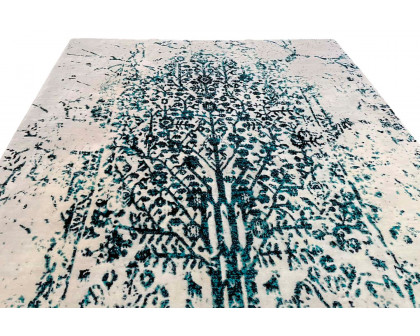 Gordian Rugs Modern Tabriz Rug 6 - White/Turquoise, 4" x 6"