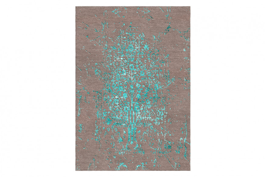 Gordian Rugs™ Modern Tabriz Rug 5 - Gray/Turquoise, 4" x 6"