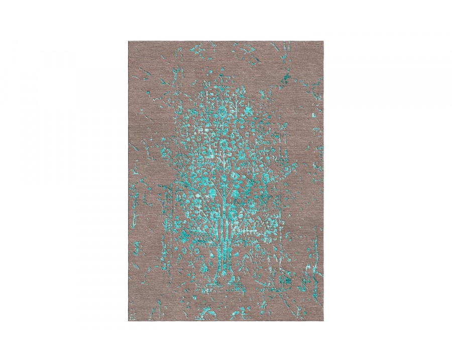 Gordian Rugs Modern Tabriz Rug 5 - Gray/Turquoise, 4" x 6"