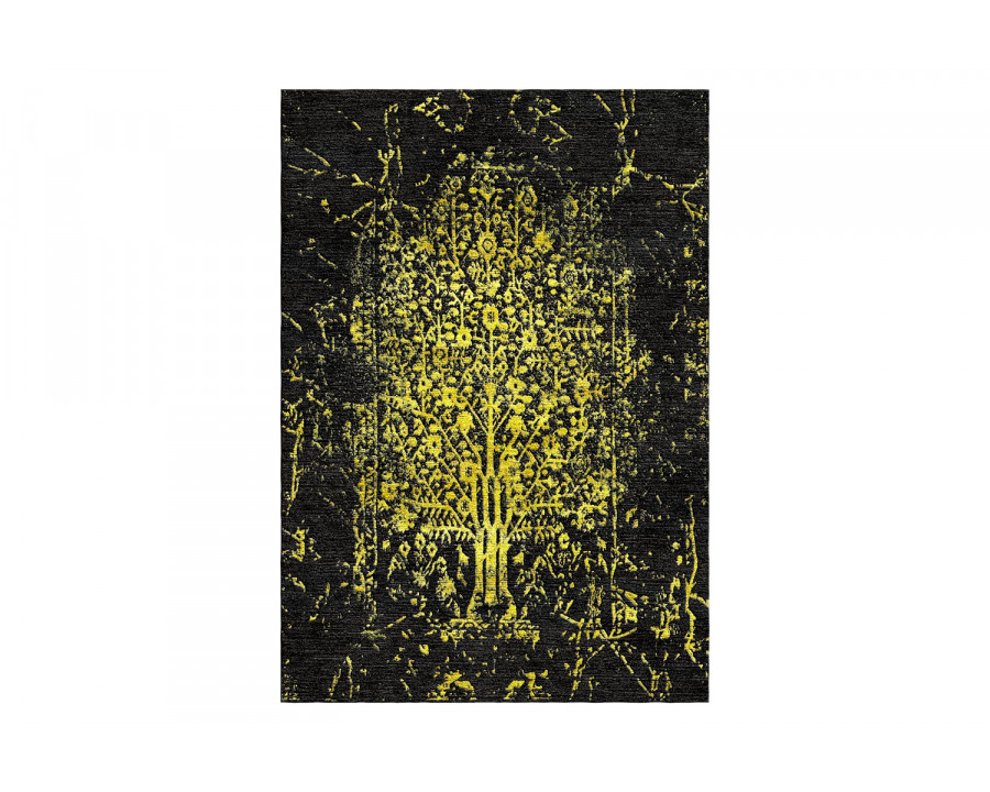 Gordian Rugs Modern Tabriz Rug 1 - Black/Yellow, 4" x 6"