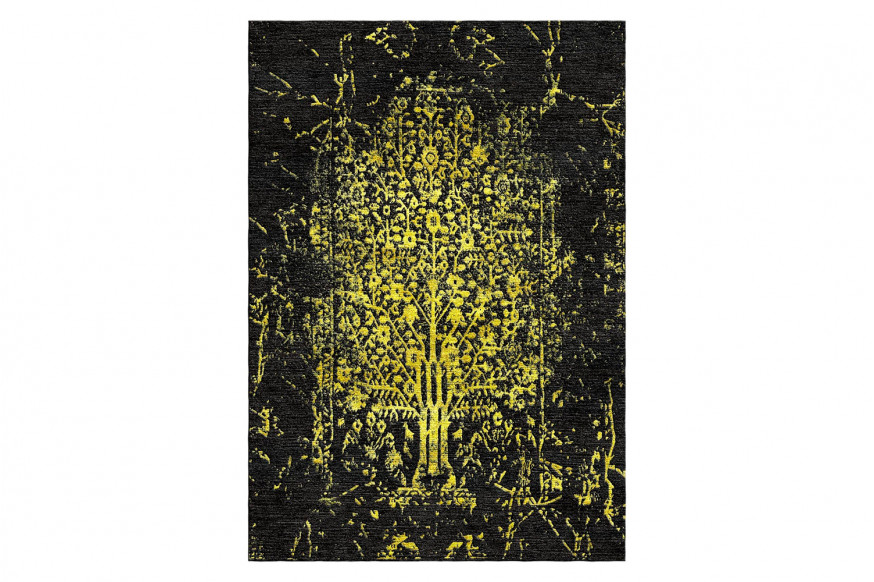 Gordian Rugs™ Modern Tabriz Rug 1 - Black/Yellow, 8" x 10"