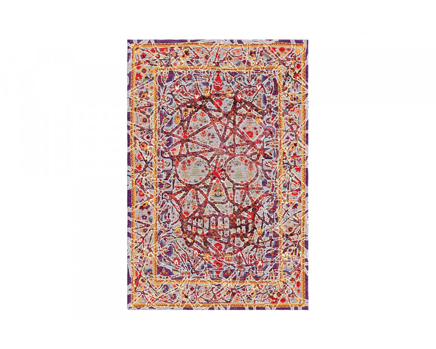 Gordian Rugs Modern Persian Skull Rug Red - 5" x 8"