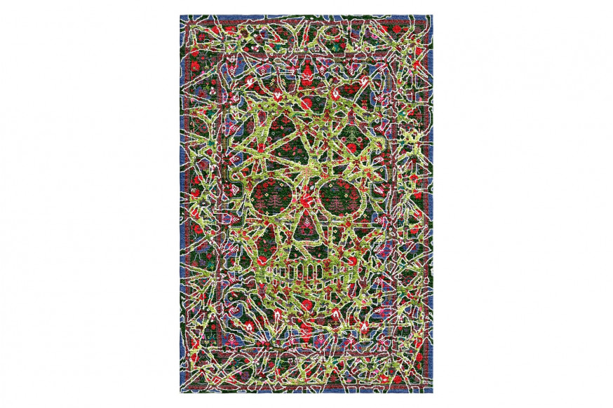 Gordian Rugs™ Modern Persian Skull Rug Green - 4" x 6"