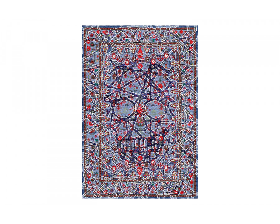 Gordian Rugs Modern Persian Skull Rug Blue/Purple - 4" x 6"