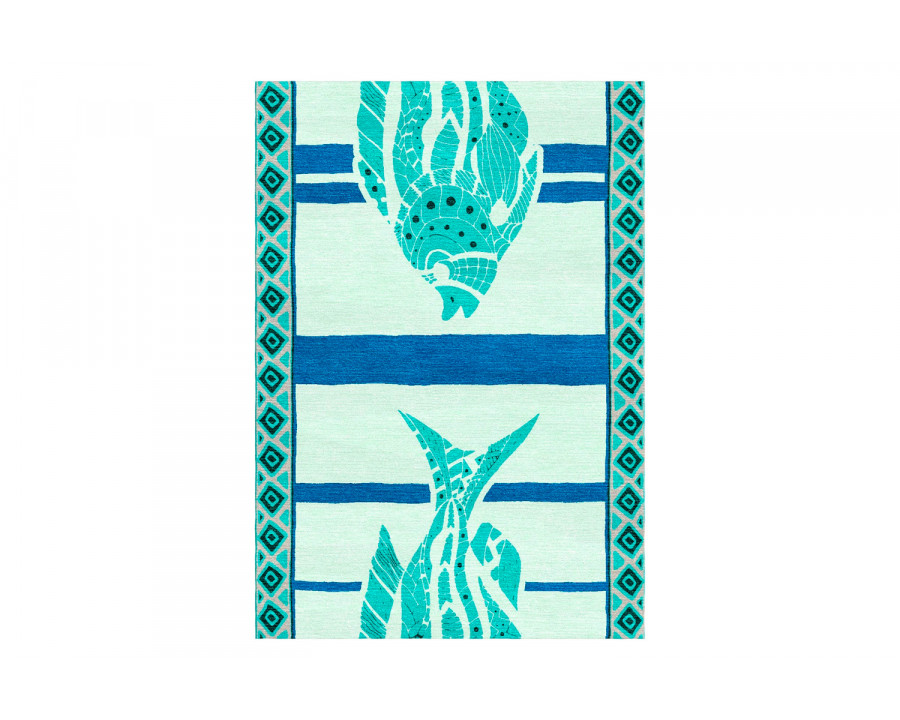 Gordian Rugs - Fish Wool Rug Turquoise