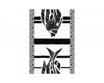 Gordian Rugs - Fish Wool Rug Black And White