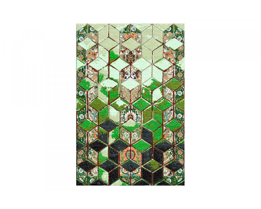 Gordian Rugs 3D Persian Rug 3 - Green, 5" x 8"