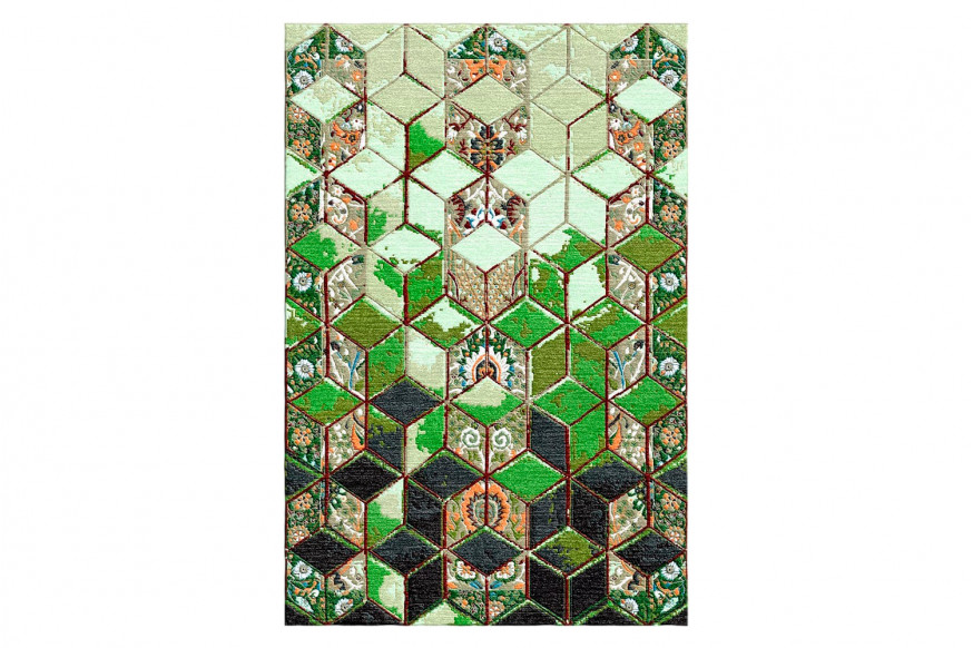 Gordian Rugs™ 3D Persian Rug 3 - Green, 10" x 14"