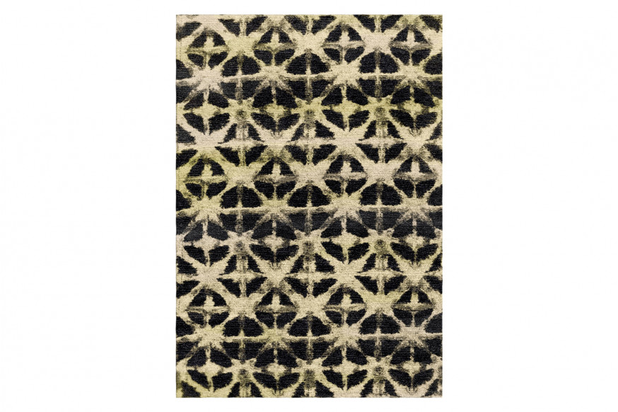 Gordian Rugs™ Batik Black/Off White Rug - 6" x 9"