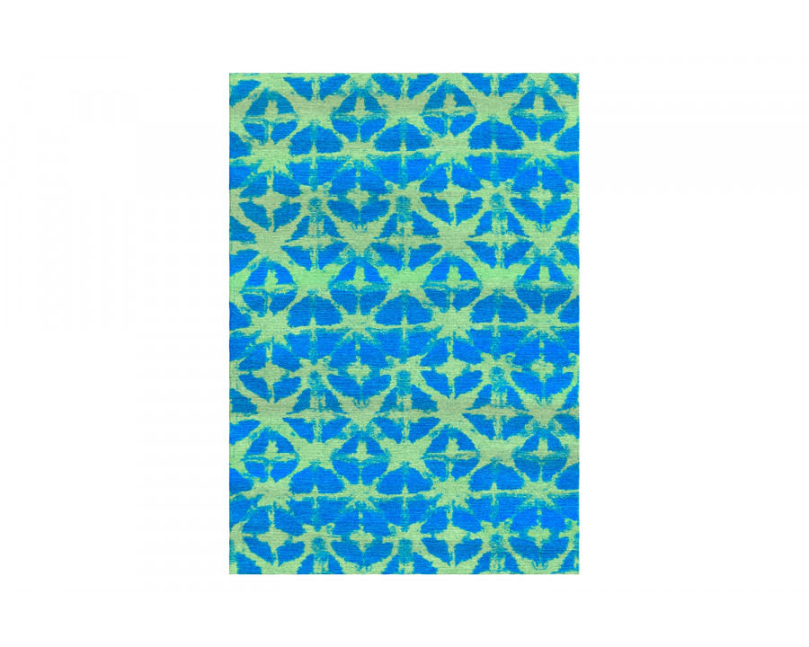 Gordian Rugs Batik Neon Green/Blue Rug - 4" x 6"